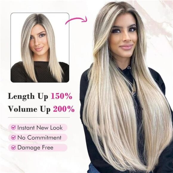REECHO 28" Straight Super Long 4 PCS Set Thick Clip in on Hair Extensions - Picture 4 of 7